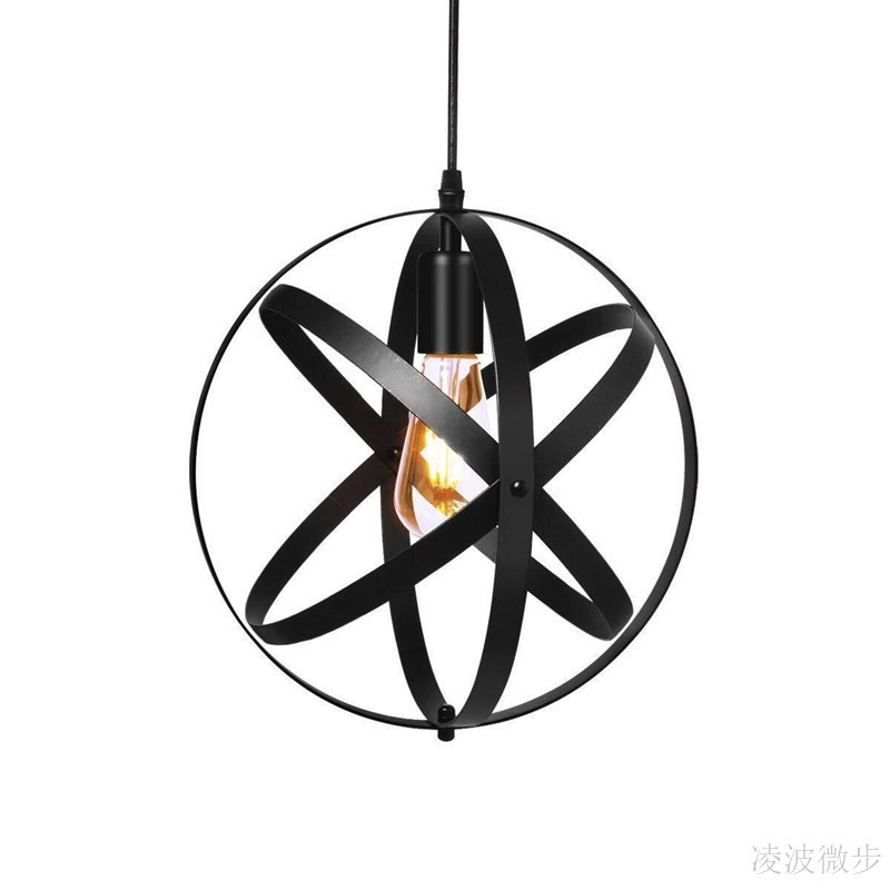 Amazon Antique Creative Black Round Globe Pendant Light Retro American Industrial Bar Restaurant Style Dining Table