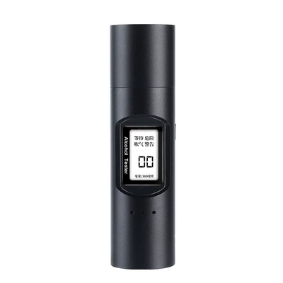 Alcohol Tester Air-Inflating Tester Blowing Drunk Driving Detector Special Police Household Alcohol Detector High-Precision Alcohol Tester (Other Automotive Safety Supplies) - metallic-black