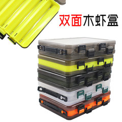 Wholesale fishing portable O-type lure box, wooden shrimp box, multi-grid fishing gear accessories box, double-sided storage box