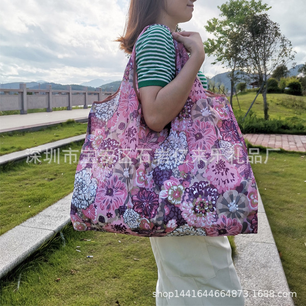 Folding cartoon big waterproof handheld shopping bag