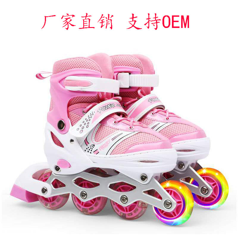Skates children men and women roller skates four-wheel skates PVC single flash roller skates adult manufacturers direct supply