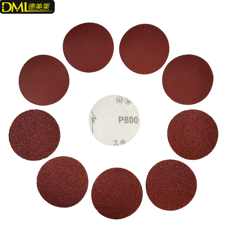 3寸红砂圆盘砂纸植绒自粘式拉绒片跨境销售组合砂纸片套装圆盘砂