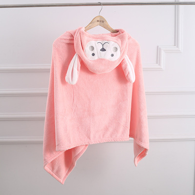 跨境专供婴儿珊瑚绒抱被秋冬季柔软吸水儿童洗澡浴巾可定 制盖毯