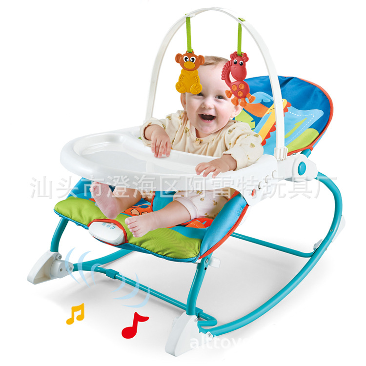 Bebé Dos en uno ensanchado multifuncional mecedora Silla de comedor bebé música vibración educación temprana juego asiento niños reclinable