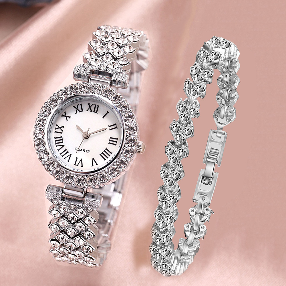 New Watch Fashion Trend Business Versatile Luxury Diamond Embedding Full Sky Star Elegant Quartz Watch Set with Diamond Embedding Hands_voghion.com