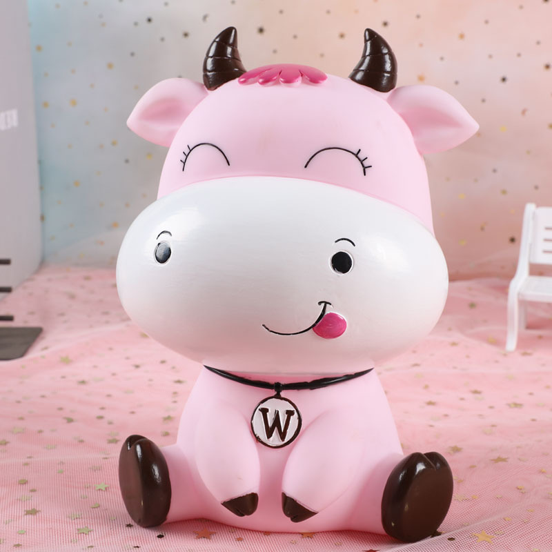 Hucha en forma de vaca, grande y adorable, para niños