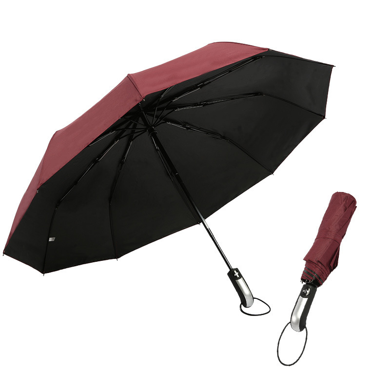 Men's and women's black rubber sunscreen three folding umbrella double business gifts advertising umbrella ten-bone full-automatic sunny umbrella