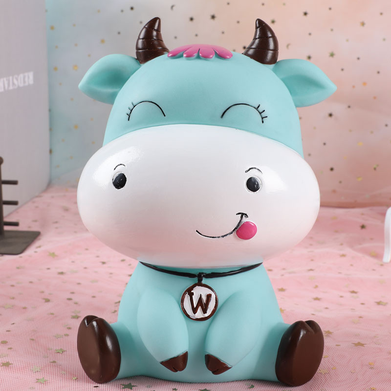 Hucha en forma de vaca, grande y adorable, para niños