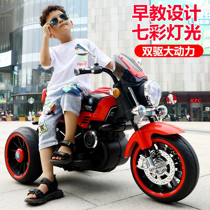 Nuevos niños fresco motocicleta eléctrica puede ser asiento doble coche triciclo bebé al por mayor música de la infancia