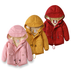 Cross-border exclusive supply of European and American style fleece thickened hooded cotton clothes for boys and girls 2024 winter new 