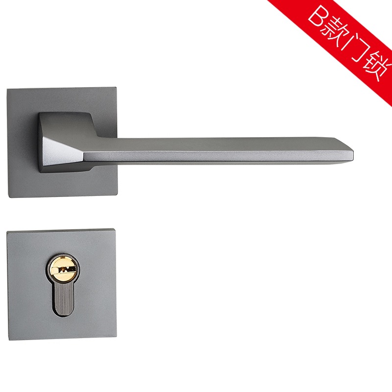 Luz al por mayor de lujo dividida interior Hogar Universal Negro gris dormitorio mudo manija interior cerradura de la puerta de madera