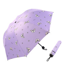 创意遇水变色防紫外线黑胶遮阳伞小清新折叠防晒晴雨两用雨伞批发