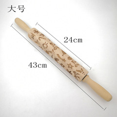 實木麋鹿雪花壓花印花聖誕擀麵杖激光雕刻木製壓面棍餅乾烘焙道具