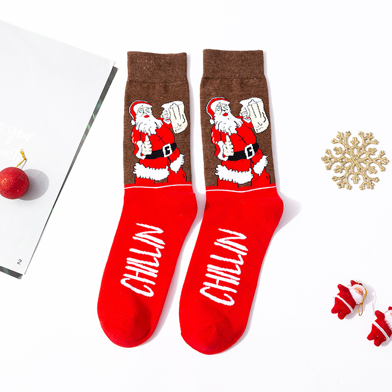 Calcetines de Navidad divertidos Santa Claus personalidad alta-top calcetines de los hombres de moda calcetines de Halloween