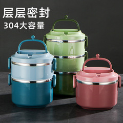 304 Stainless Steel Insulated Lunch Box Deepened Anti-Overflow Round Bento Box with Inner Lid Leakproof Multi-layer Large Capacity Lunch Box 
