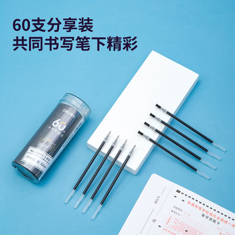 Repuesto de Tinta Gel de Punta Bala 33165 0.5mm Negro Plástico Escritura Fluida para Oficina y Estudiantes