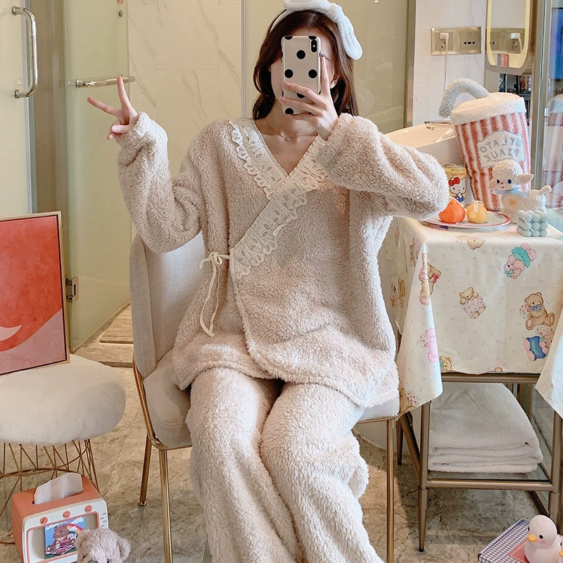 [3 комплекта счастливых сумок] Одежда для беременных осенне-зимняя фланелевая месячная одежда Послеродовая пижама одежда для кормления Домашняя одежда больших размеров