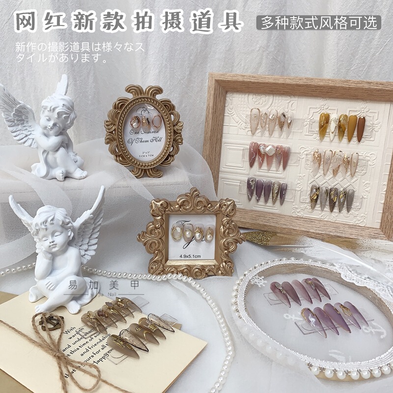 Manicure eyelash photography props little Angel fake sleeve display board hand-held decoration Net red ins style Japanese style