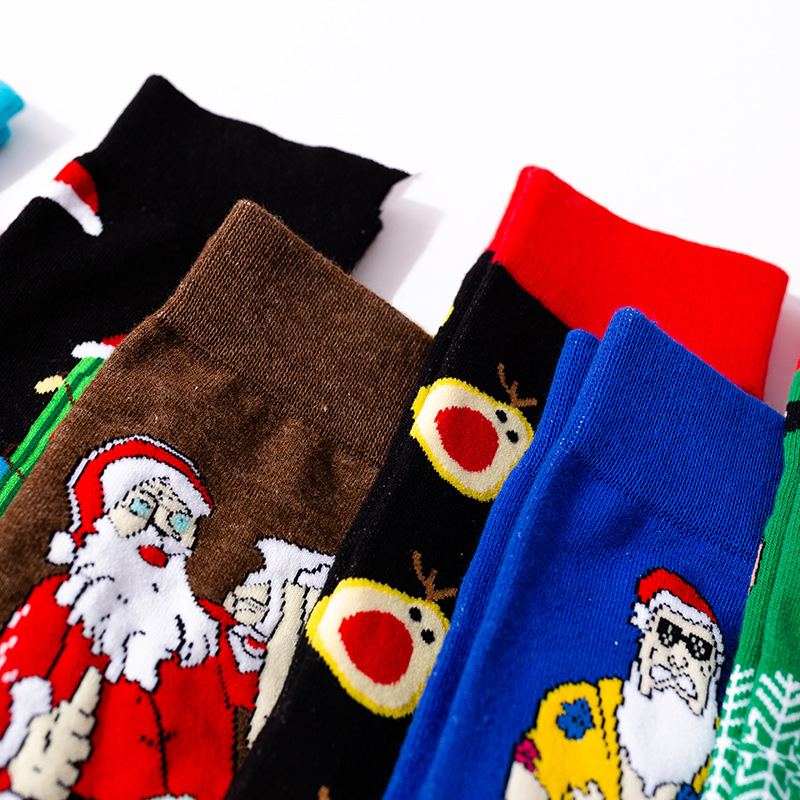 Calcetines de Navidad divertidos Santa Claus personalidad alta-top calcetines de los hombres de moda calcetines de Halloween