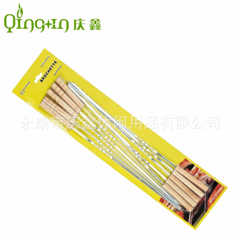 FUENTE fabricante 10 mango de madera política de tarjeta de succión barbacoa pinchos herramientas anti-escaldado mango de madera aguja de barbacoa