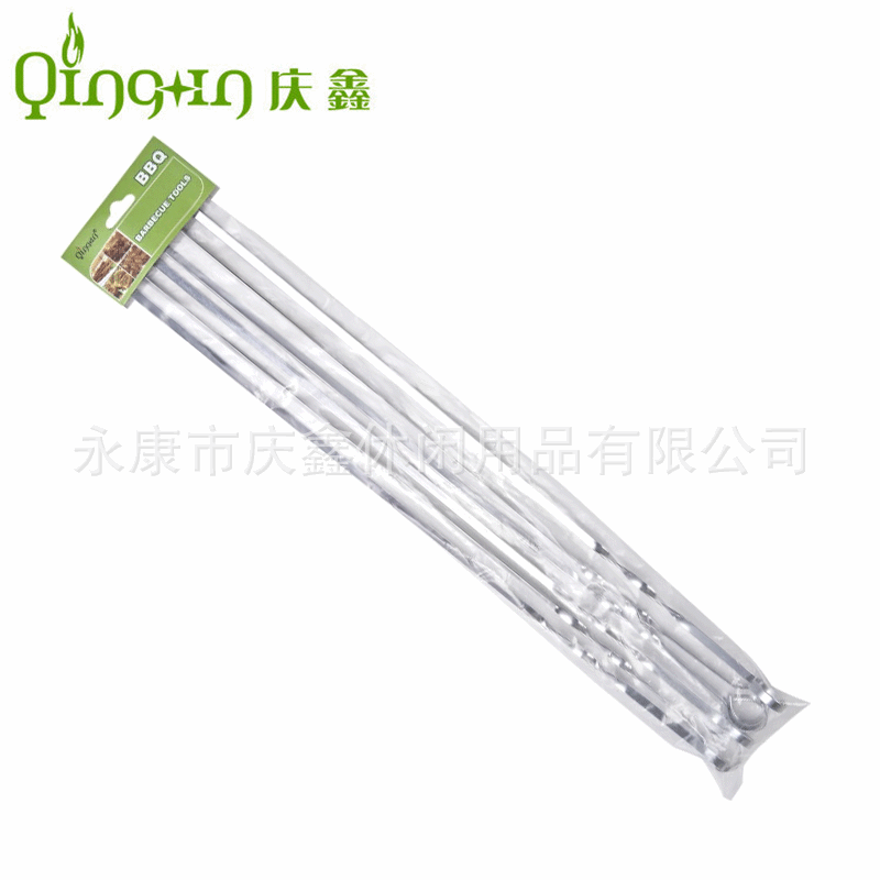 Fuente fabricante 48cm seis agujas planas barbacoa carne pinchos palos planos herramientas de barbacoa agujas planas