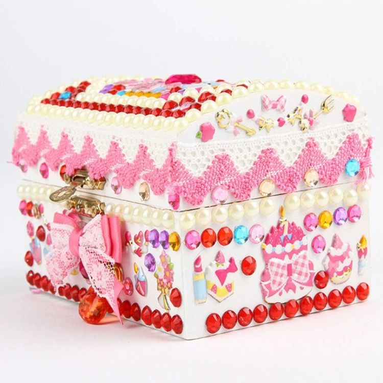 Handmade DIY Painted Snowflake Mud Pearl Plaid Plastic Poly Wood Jewelry Small Box Miku Model Direct Sales