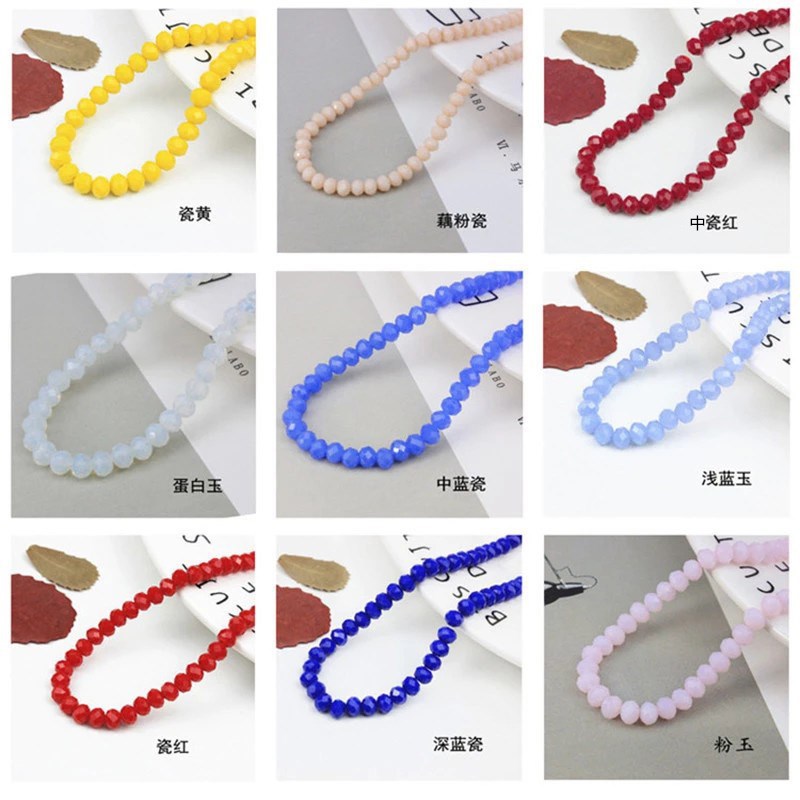 diy饰品配件实色瓷玉料水晶扁珠1-8mm车轮珠散珠子颜色齐整串批发