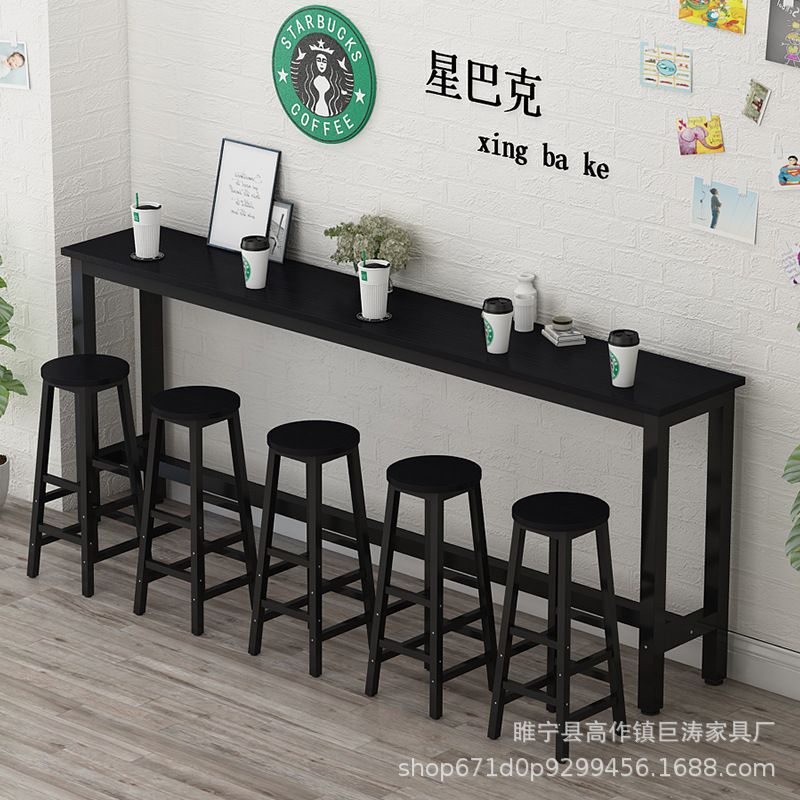 Home balcony window long table long table dining table high leg bar table and chair combination narrow table wall bar table