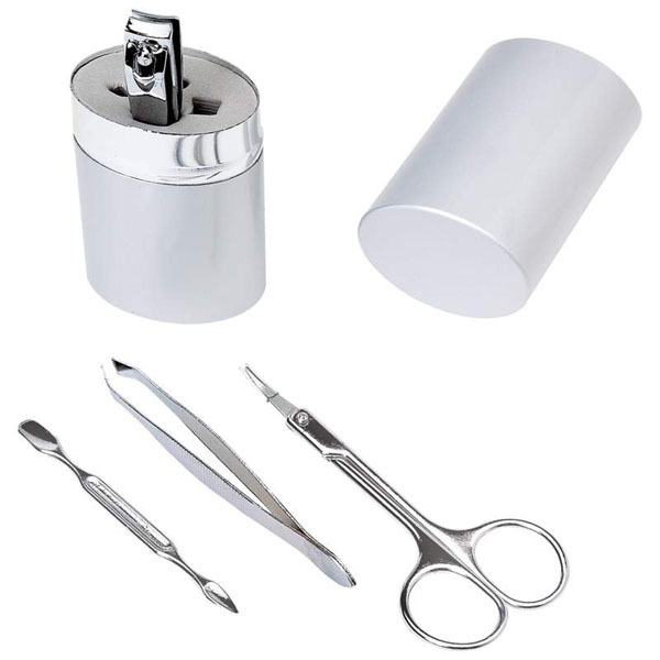 Kit de cortador de uñas portátil de aluminio con cortador de uñas inclinado herramienta de cuidado de belleza pinza de uñas conjunto de tijeras de uñas