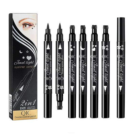 QIC ultra-fine Eyeliner waterproof oil-proof non-smudging double-headed Eyeliner Red Cross-border color seal Eyeliner