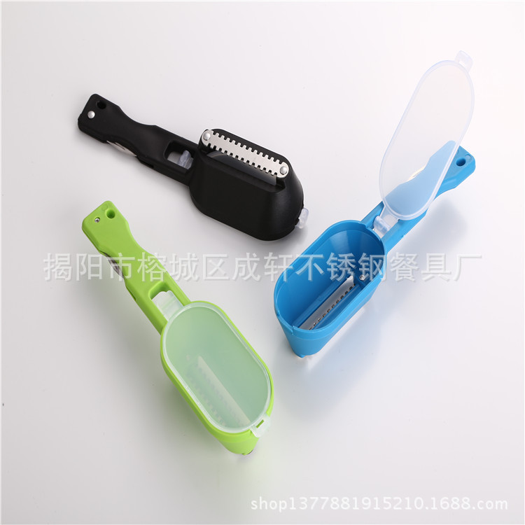 Suministros de cocina escala de pescado cepillado escala de pescado de plástico cepillado con tapa escala de pescado cepillado rebanadora tesoro de pescado