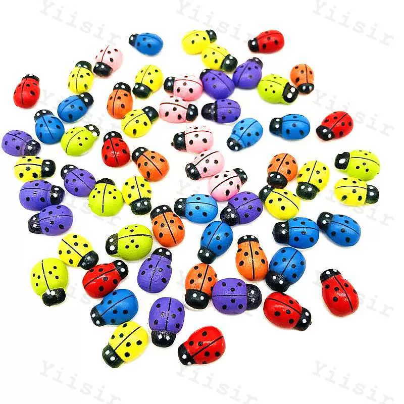 Древесина Coccinella septempunctata Моделирование Микро Пейзаж Украшение Торт Садоводство В Горшке Маленькие Животные Жук Божьи Коровки