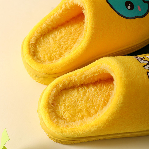 New 3-10 Age Children's Cotton Slippers Cartoon Dinosaur Home Indoor Anti-Slip Thick Sole Floor Shoes for Boys and Girls