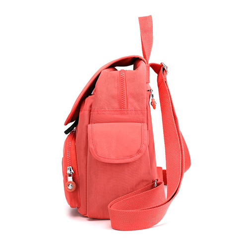 Candy color women's backpack, versatile outdoor shopping bag, large capacity student school bag, lightweight waterproof nylon bag
