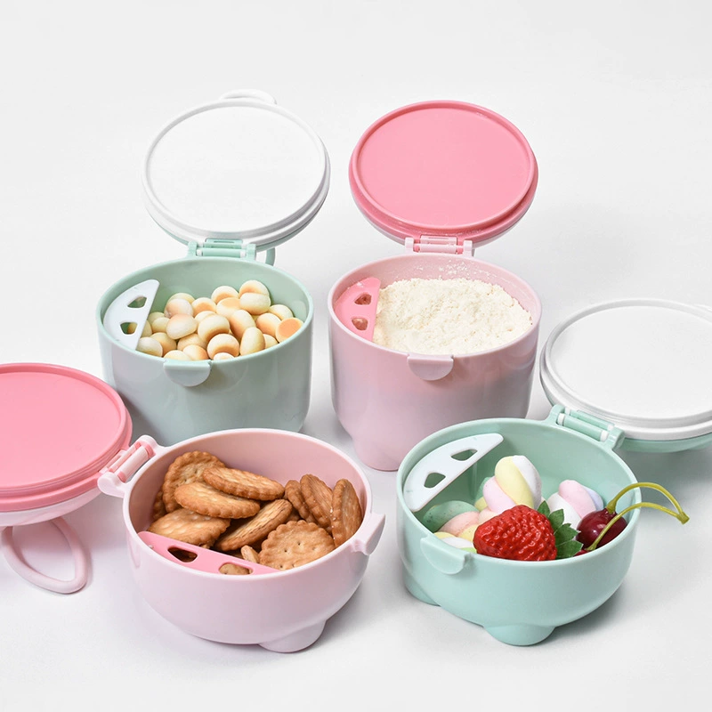Portable baby formula storage box, handheld multifunctional container with handle, cute animal designs, sizes S/L