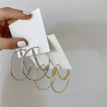韩国东大门代购同款耳环女超仙链条金属耳圈港味摩登时尚百搭耳饰