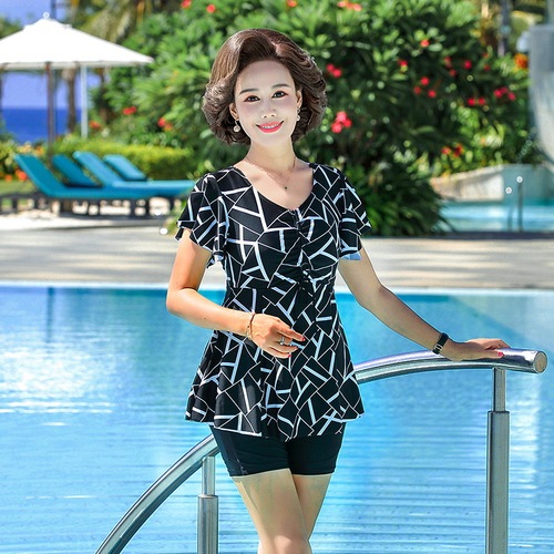You swimsuit for mothers, belly-covering, slimming split, conservative middle-aged and elderly large size hot spring swimsuit.