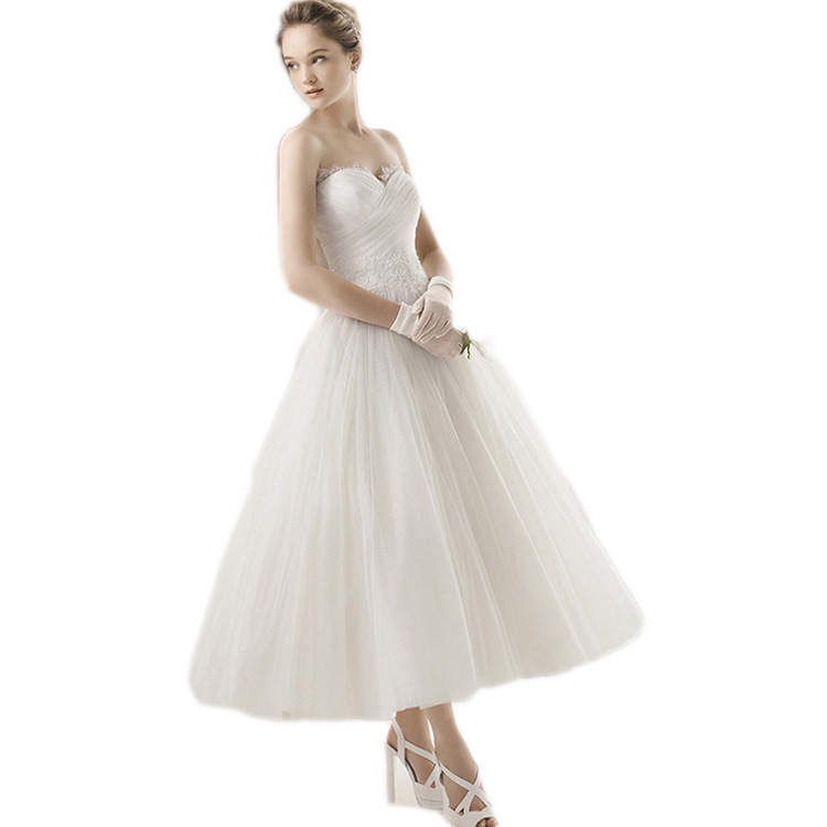 Foreign Trade Bride Summer Mid-Length Wedding Dress 2025 New European and American Tube Top Short Fashion Tutu Skirt Wedding Dress