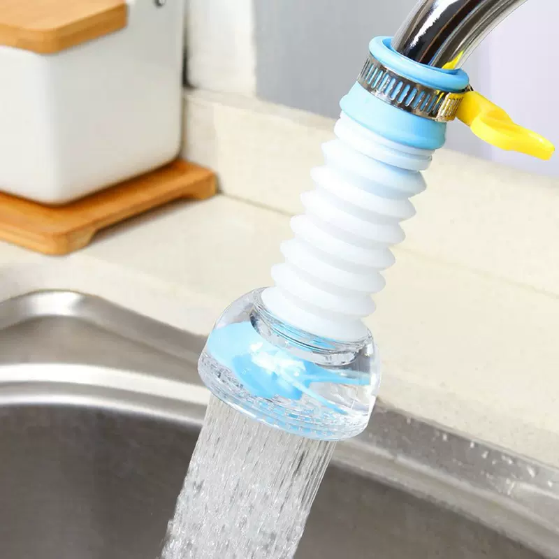厨房水龙头防溅花洒自来水过滤嘴卡扣式360°可旋转伸缩节水器