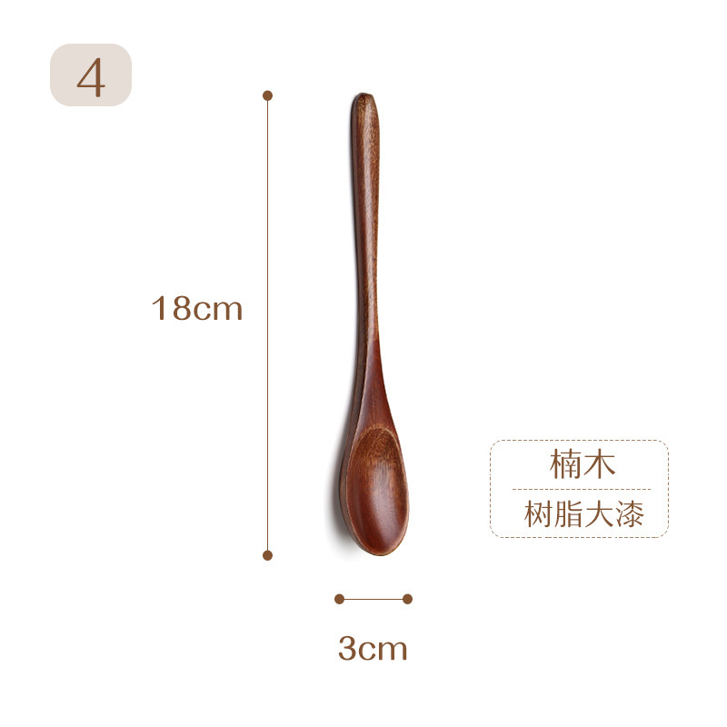 Nanmu Cuchara de madera de estilo japonés vajilla para el hogar cuchara de postre cuchara de sopa de pintura grande de madera maciza cuchara de mezcla de café de miel al por mayor