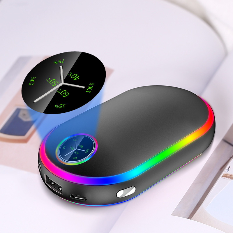 Banco de energía de doble uso nuevo USB con luz masaje mini calentador de mano fuente de alimentación móvil