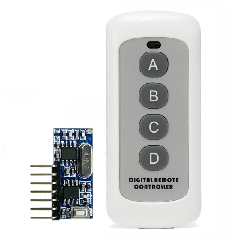 4键遥控器 无线RF接收模块5V学习型解码模块输出高电平信号433MHZ