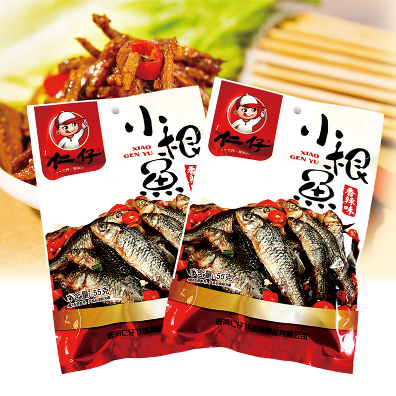 湖南风味55克仁仔小根鱼干鱼仔零食休闲食品熟食开袋即食速食香辣