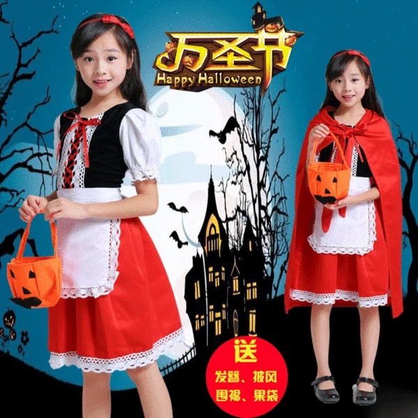 Halloween Cosplay Kidsren's Costume New Masquerade Costume Girl Little Red Riding Hood Costume Princess Skirt