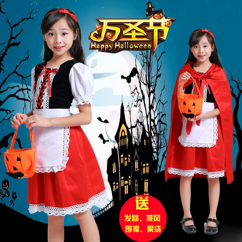 Halloween Cosplay Kidsren's Costume New Masquerade Costume Girl Little Red Riding Hood Costume Princess Skirt