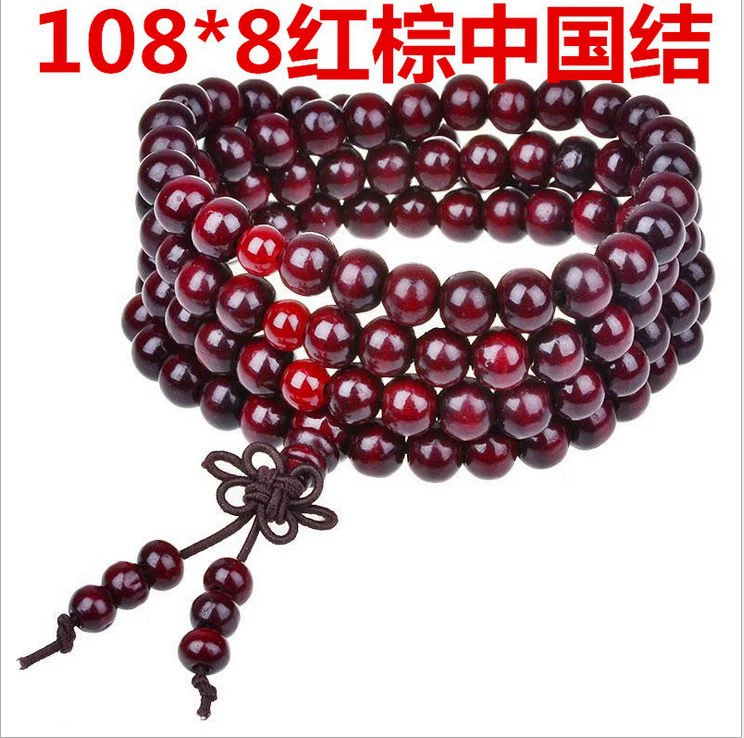Сандал-wood 108‑бусин bracelet, 6 мм или 8 мм бусины, эластичный шнур, красно-коричневый или черный