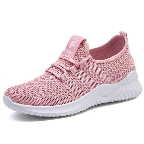 Women's Large Size Shoes TEMU Women's Casual Shoes Breathable Flyknit Single Shoes Versatile Solid Color Sports Shoes for Women