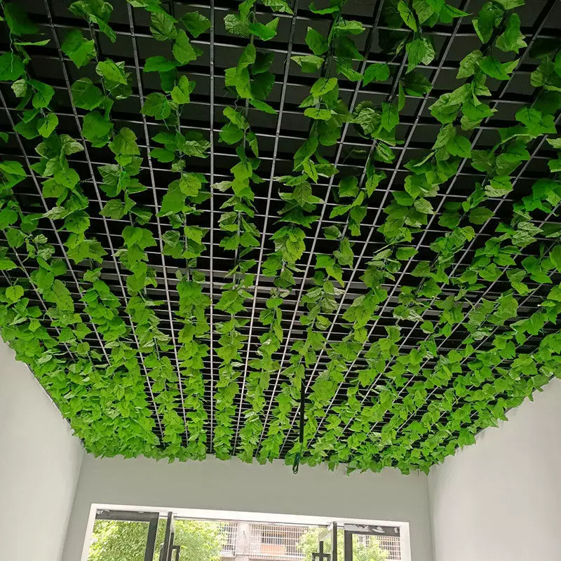 Artificial Grape Leaf Vine, Decorative Ceiling Strip, Green Hanging Foliage (Multi-Pack Options)