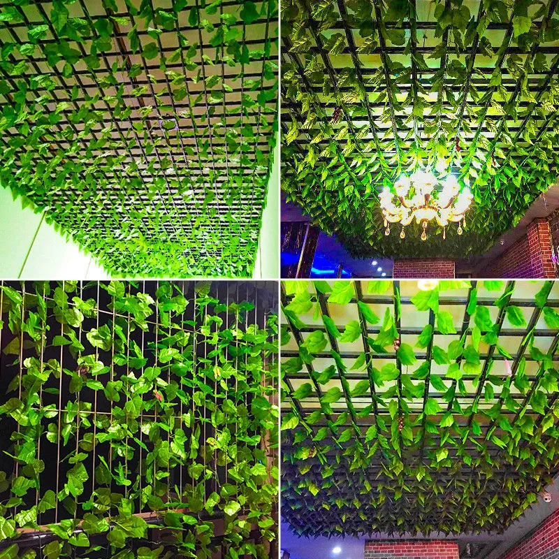 Artificial Grape Leaf Vine, Decorative Ceiling Strip, Green Hanging Foliage (Multi-Pack Options)