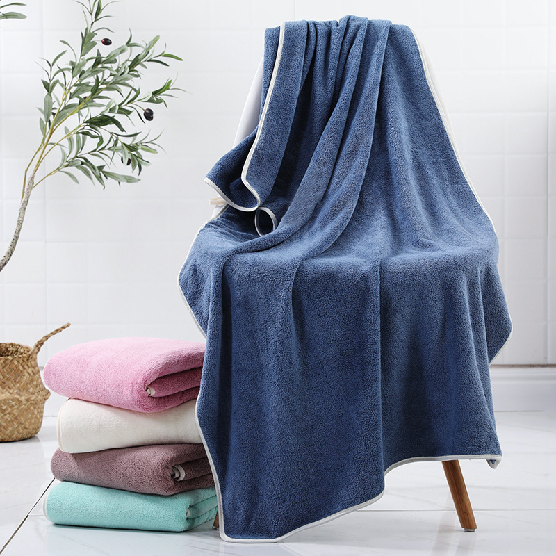 Korean coral fleece bath towel 70*140cm wrapping thick adult bath towel absorbent quick-drying beach towel for men and women household